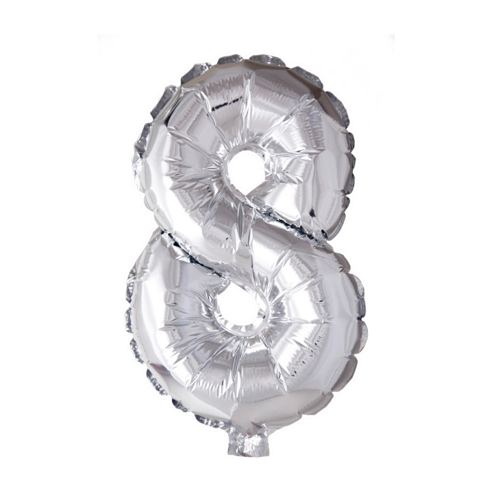 Folieballon 8 jaar Zilver 66cm