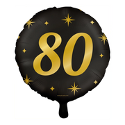 Folieballon 80  jaar - goud zwart - 45cm
