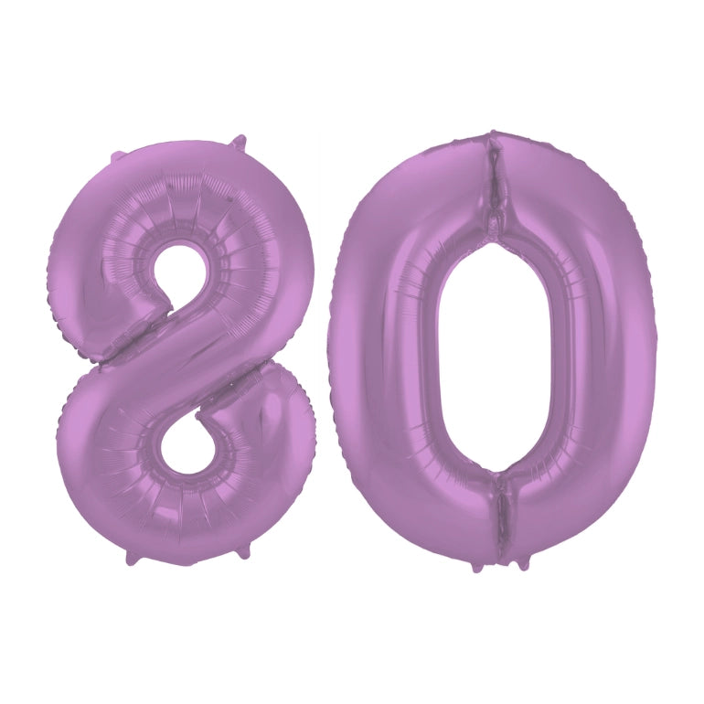 Folieballon 80 jaar metallic paars 86cm
