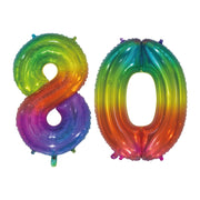 Folieballon 80 jaar Regenboog 76cm