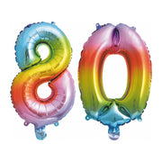 Folieballon 80 jaar Regenboog 86cm
