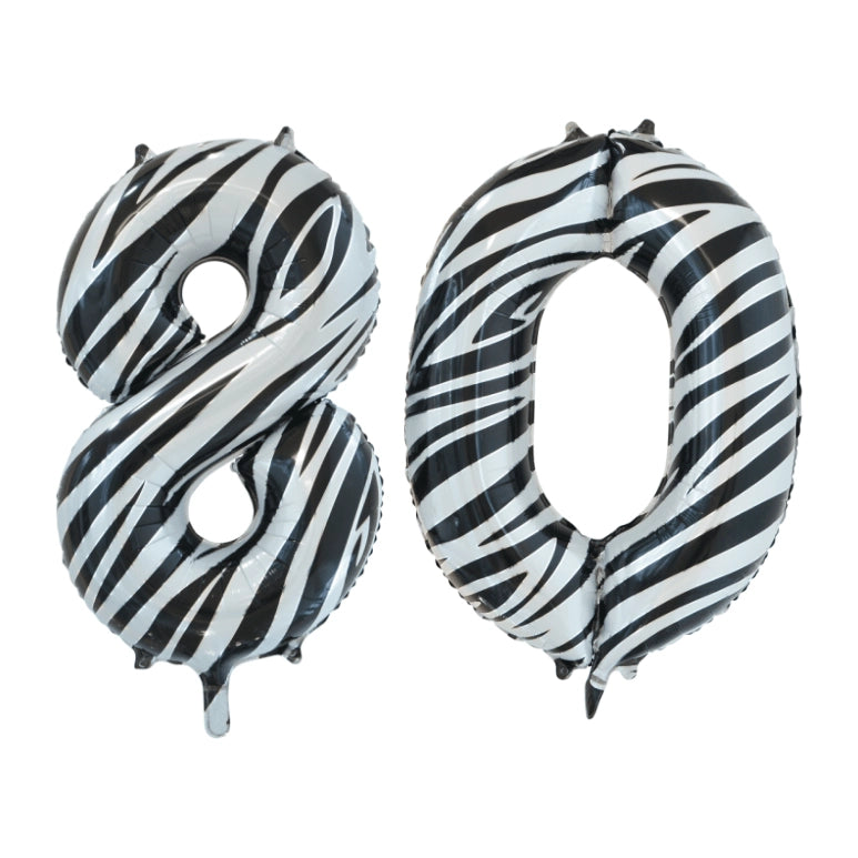 Folieballon 80 jaar zebra 86cm