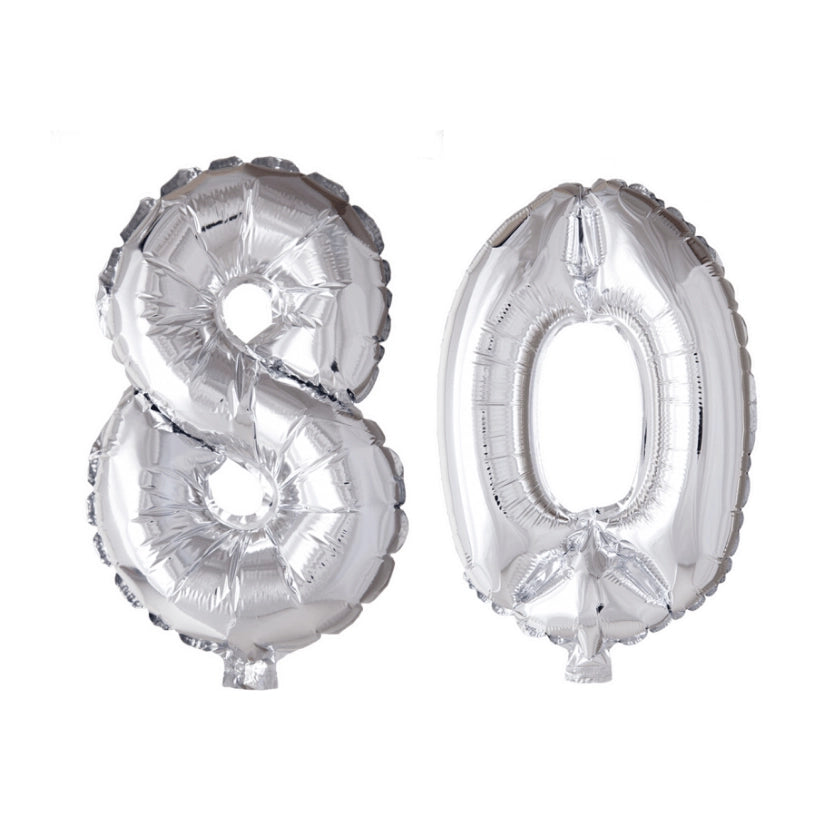 Folieballon 80 jaar zilver 41cm
