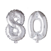 Folieballon 80 jaar Zilver 66cm
