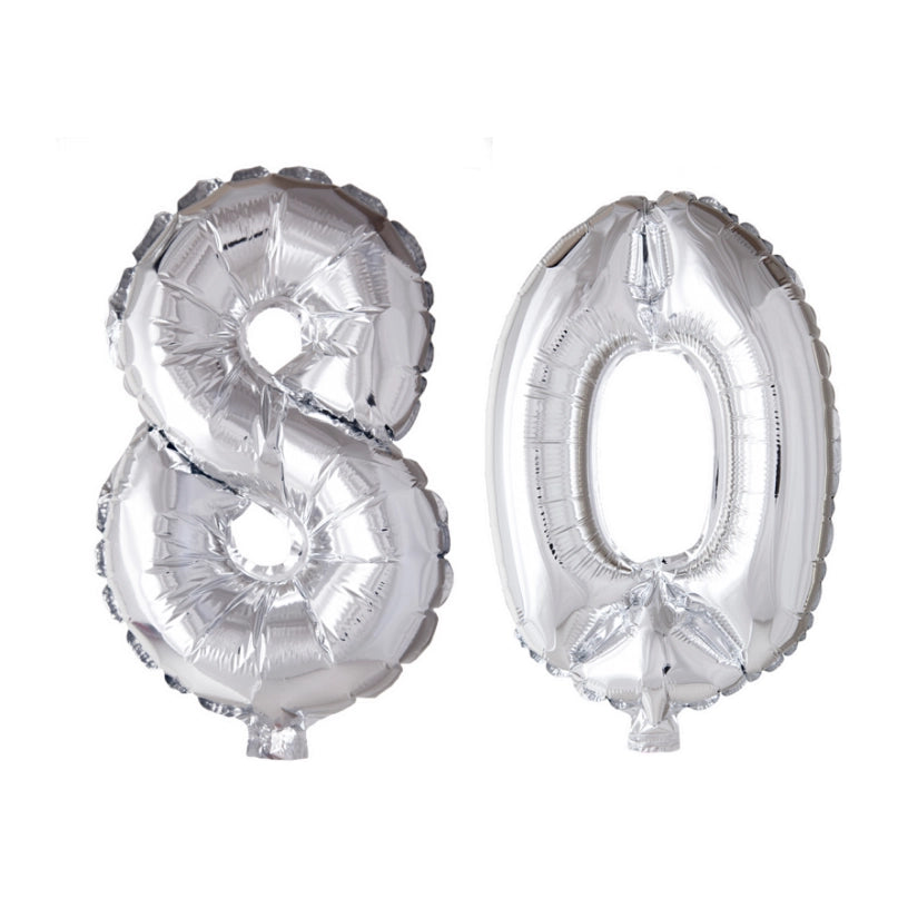Folieballon 80 jaar Zilver 66cm