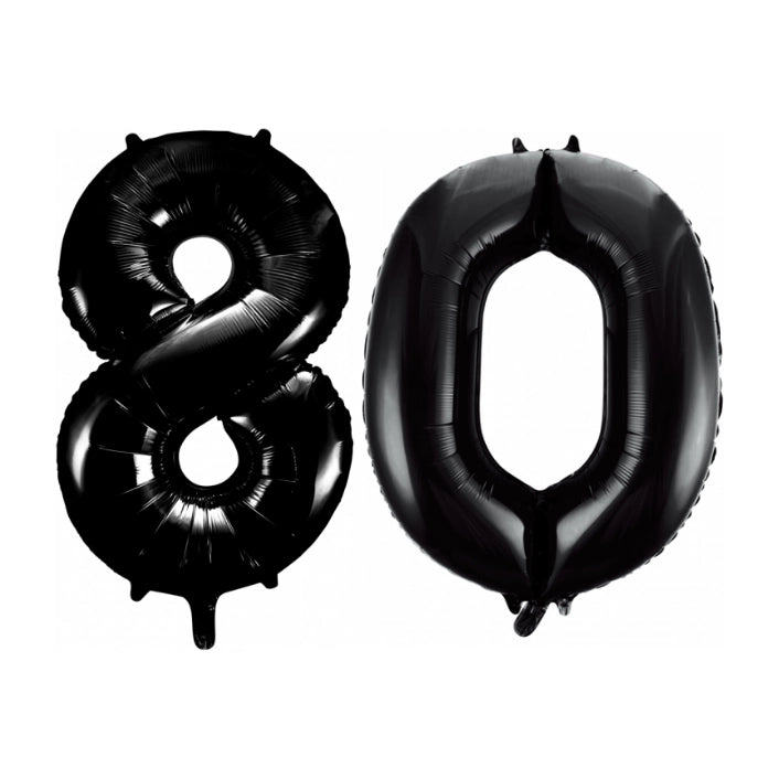 Folieballon 80 jaar zwart 86cm
