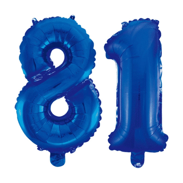 Folieballon 81 jaar blauw 86cm