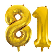 Folieballon 81 jaar Goud 66cm