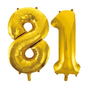 Folieballon 81 jaar Goud 86cm
