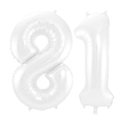 Folieballon 81 jaar metallic wit 86cm