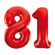 Folieballon 81 jaar rood 86cm