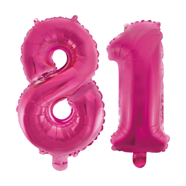 Folieballon 81 jaar roze 86cm