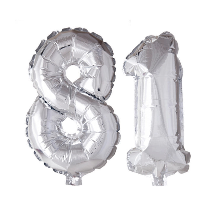 Folieballon 81 jaar Zilver 66cm