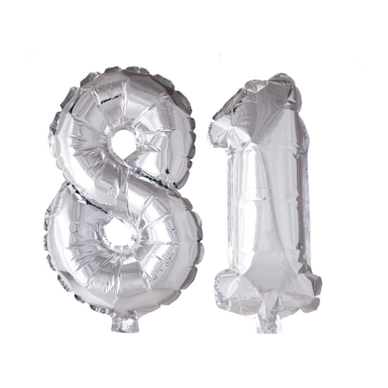 Folieballon 81 jaar zilver 86cm