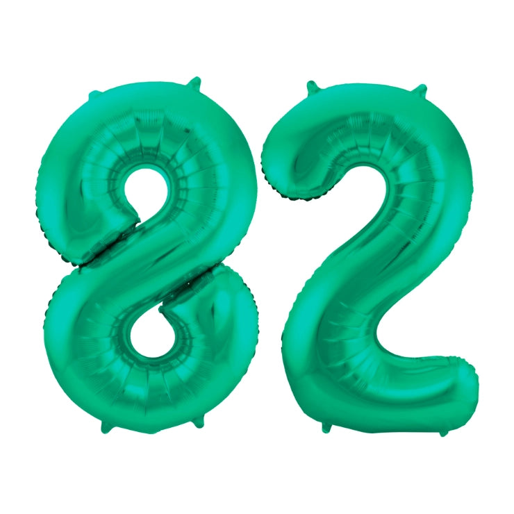 Folieballon 82 jaar metallic groen 86cm