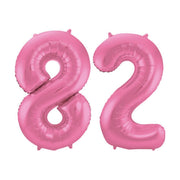 Folieballon 82 jaar metallic roze mat 86cm