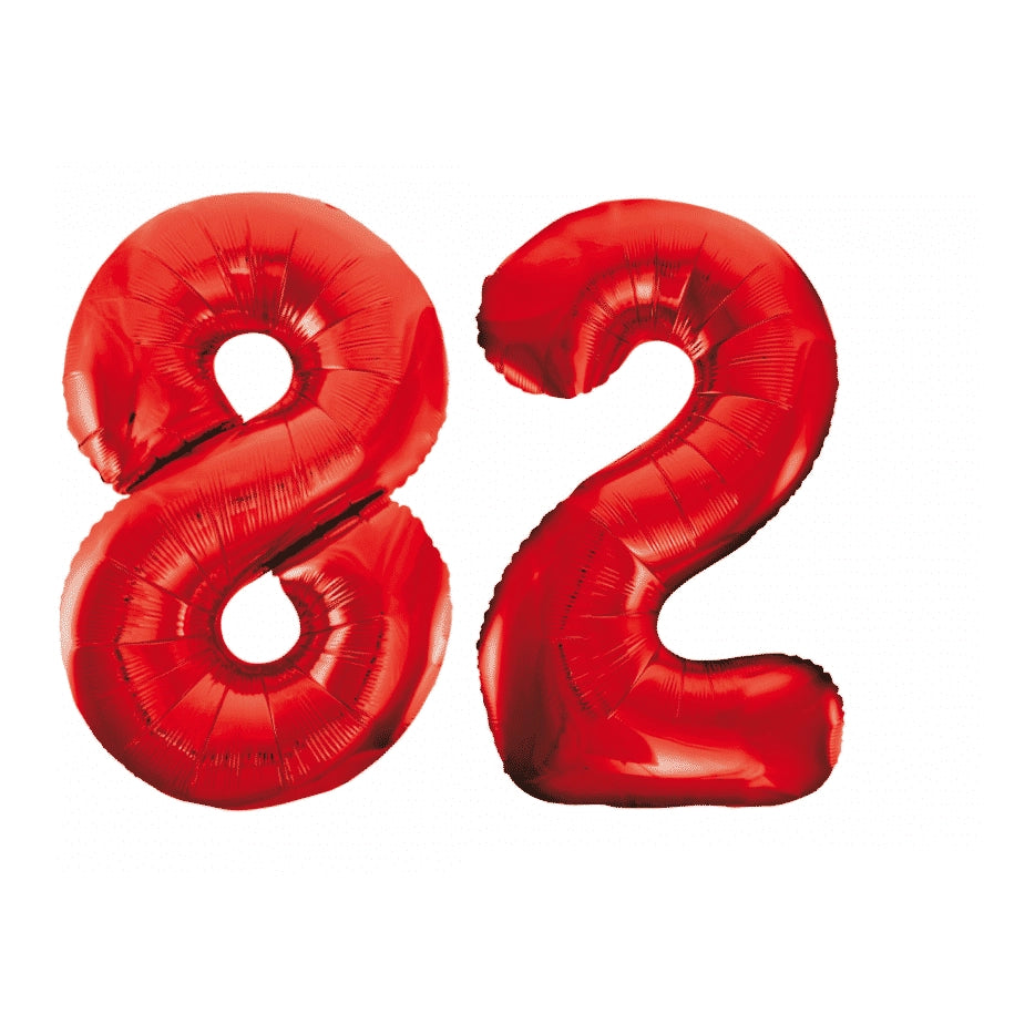 Folieballon 82 jaar rood 86cm