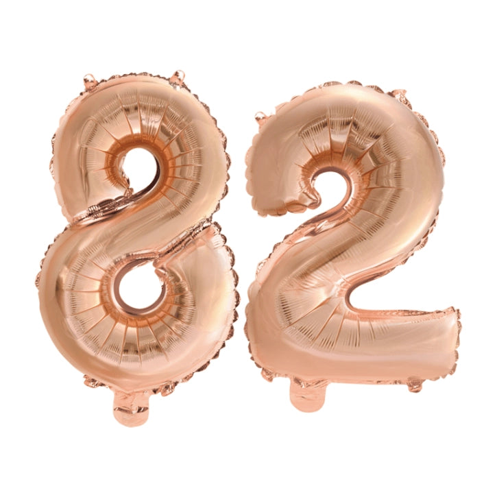 Folieballon 82 jaar Rosé Goud 41cm