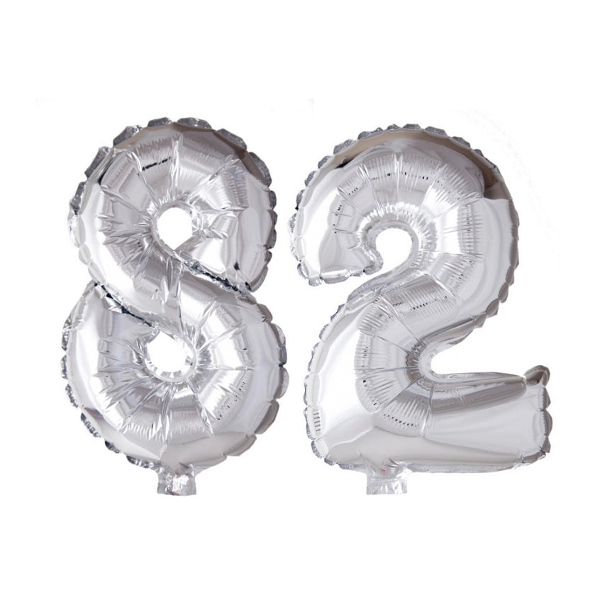 Folieballon 82 jaar Zilver 66cm