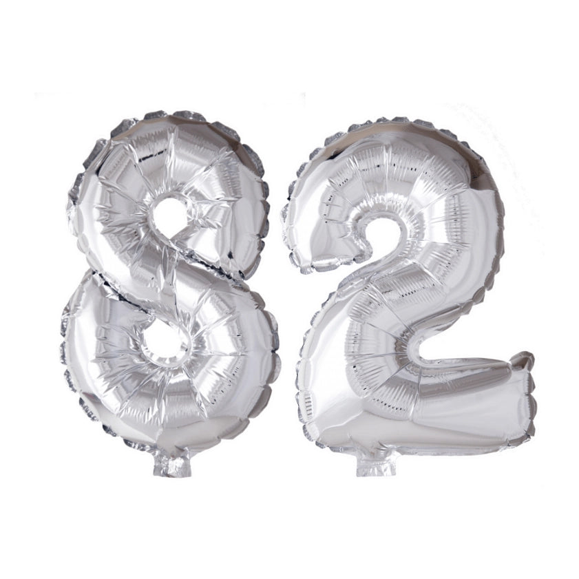 Folieballon 82 jaar zilver 86cm