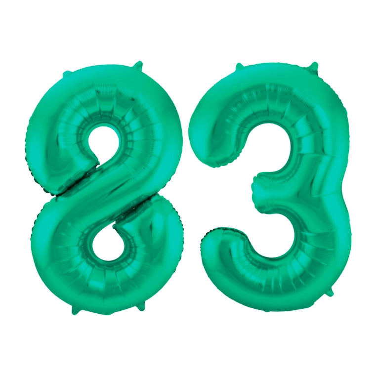 Folieballon 83 jaar metallic groen 86cm