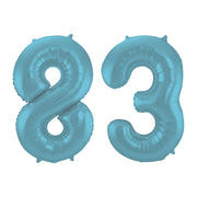 Folieballon 83 jaar metallic pastel blauw mat 86cm