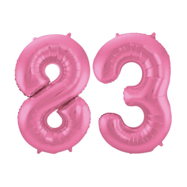 Folieballon 83 jaar metallic roze mat 86cm