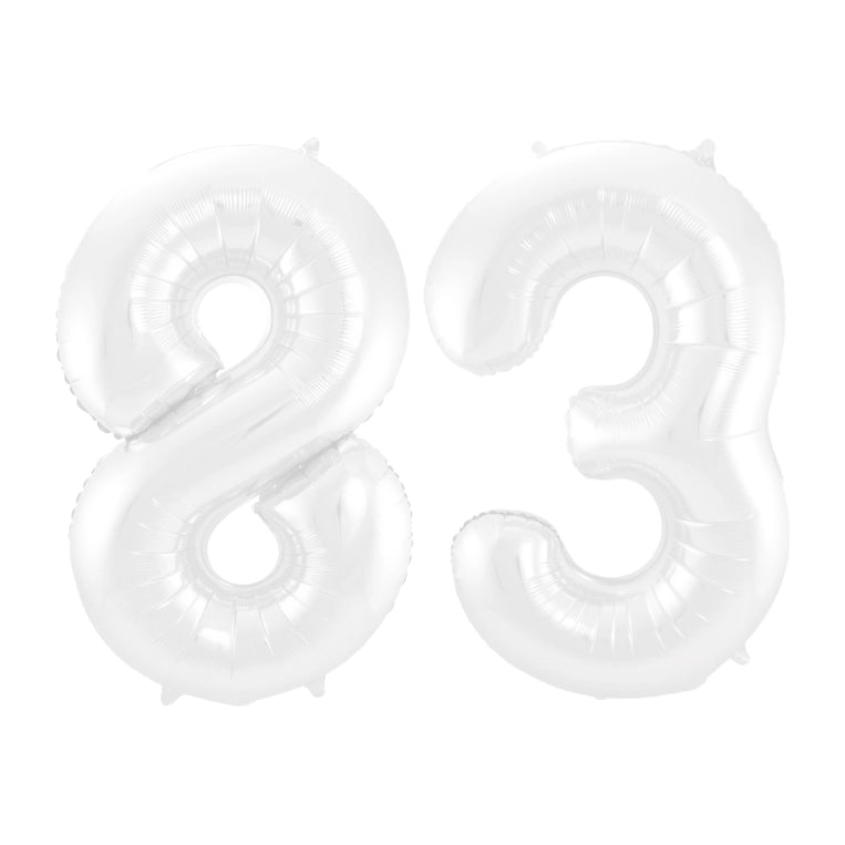 Folieballon 83 jaar metallic wit 86cm