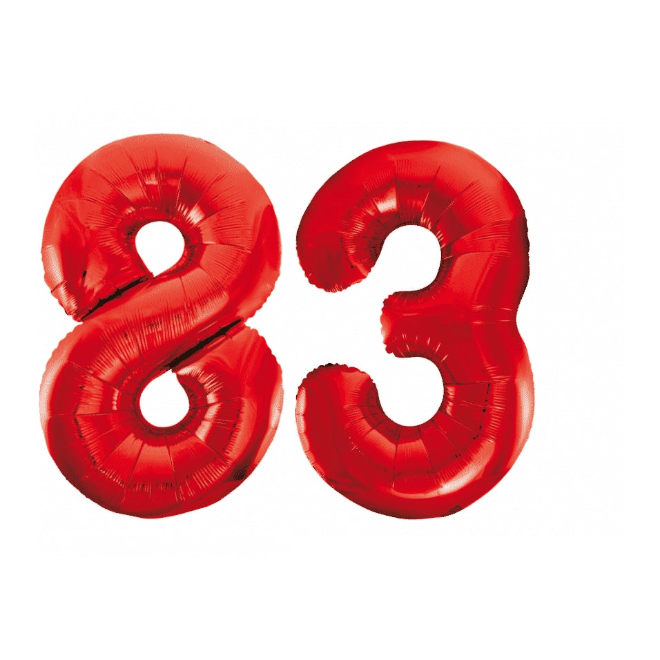 Folieballon 83 jaar rood 86cm