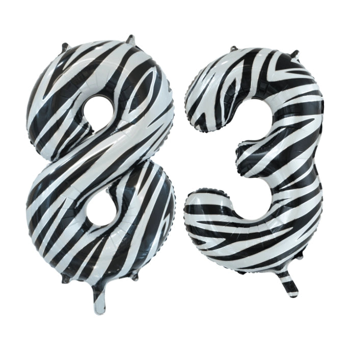 Folieballon 83 jaar zebra 86cm