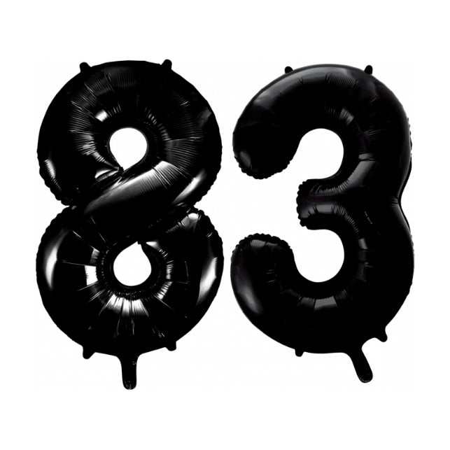 Folieballon 83 jaar zwart 86cm