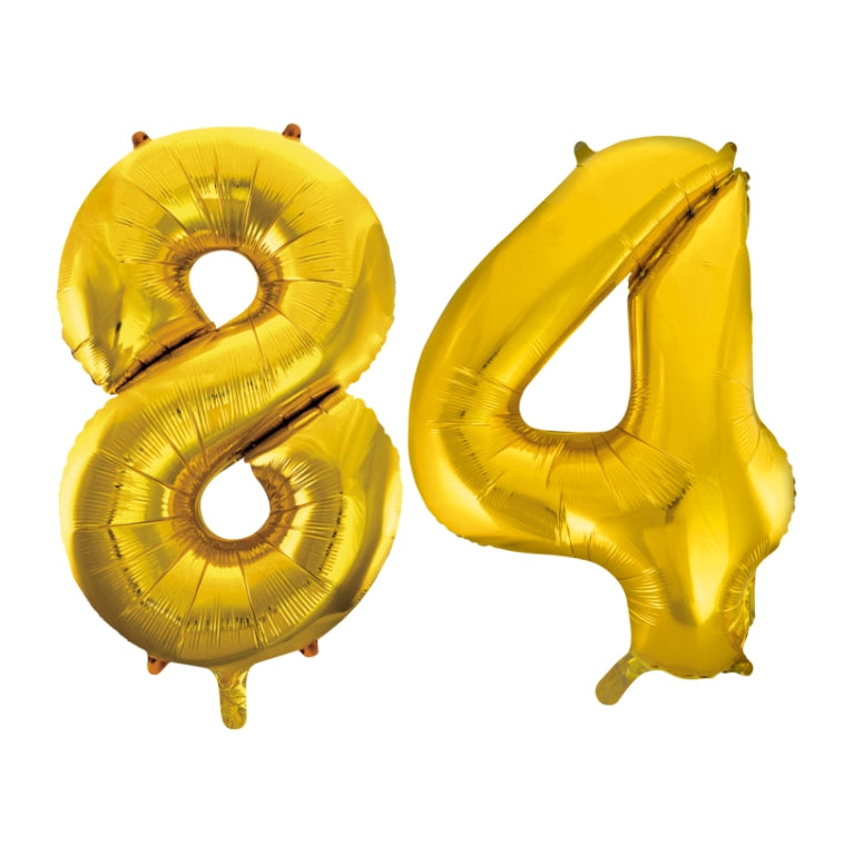 Folieballon 84 jaar Goud 66cm
