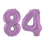 Folieballon 84 jaar metallic paars 86cm