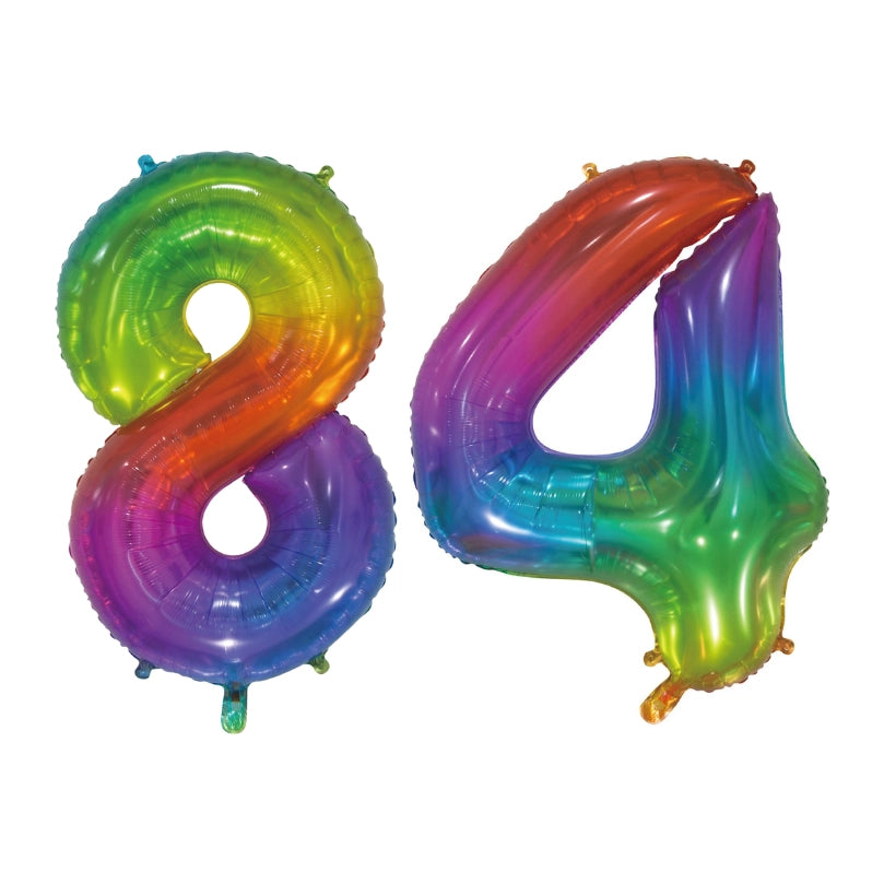 Folieballon 84 jaar Regenboog 76cm