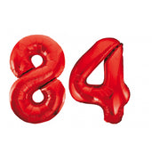 Folieballon 84 jaar rood 86cm