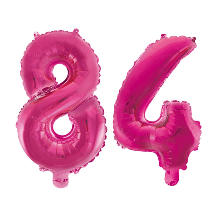 Folieballon 84 jaar roze 41cm