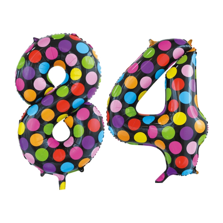 Folieballon 84 jaar stippen 86cm
