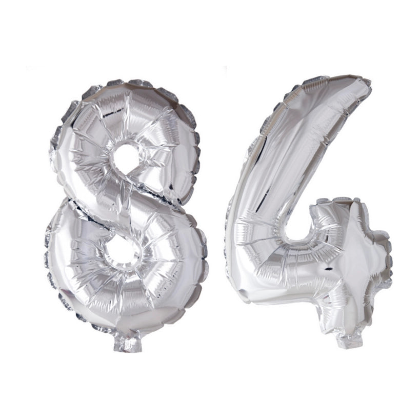 Folieballon 84 jaar Zilver 66cm