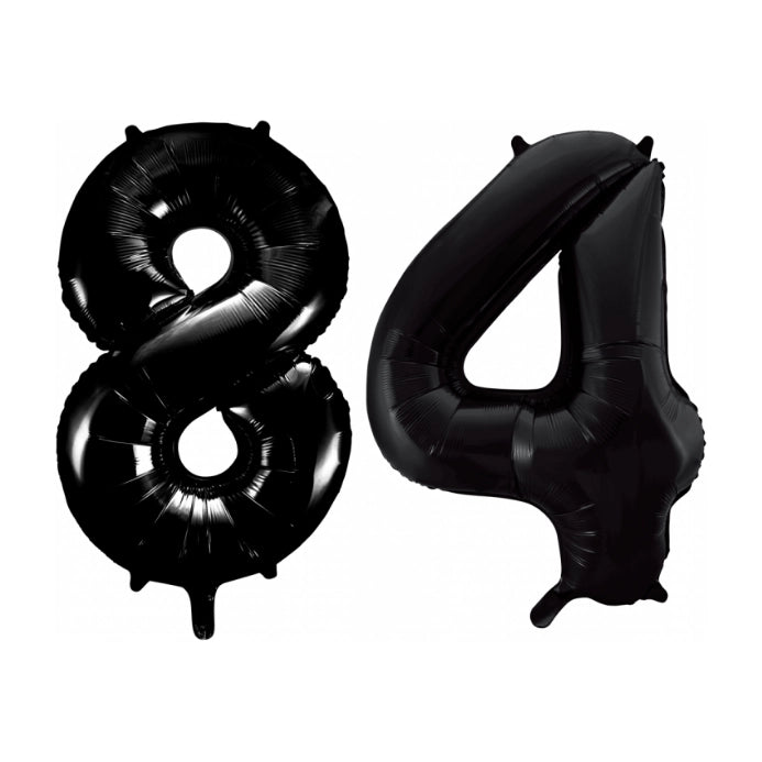 Folieballon 84 jaar zwart 41cm