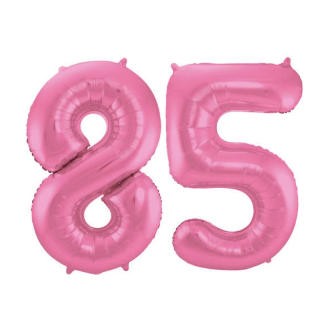 Folieballon 85 jaar metallic roze mat 86cm