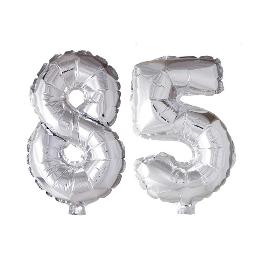 Folieballon 85 jaar Zilver 66cm