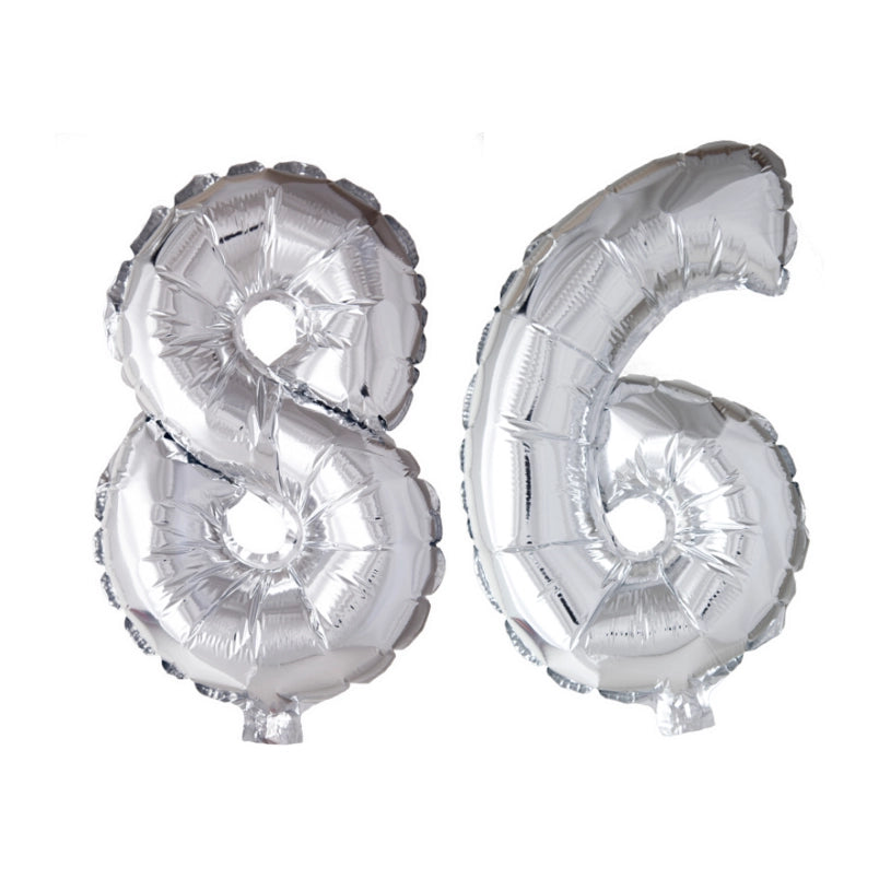 Folieballon 86 jaar Zilver 66cm