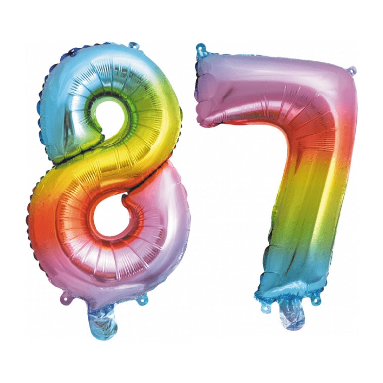 Folieballon 87 jaar Regenboog 41cm