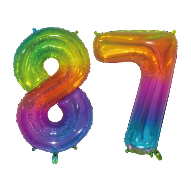 Folieballon 87 jaar Regenboog 76cm