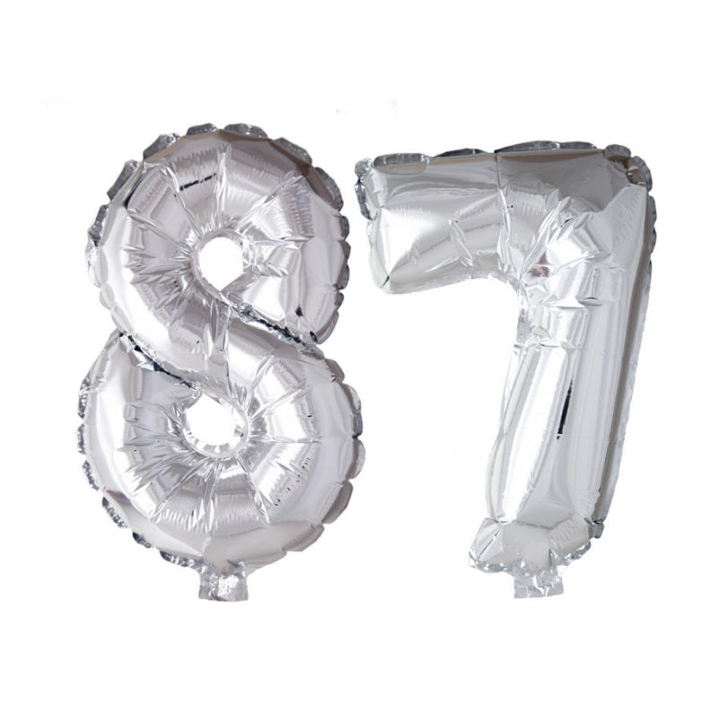 Folieballon 87 jaar Zilver 66cm