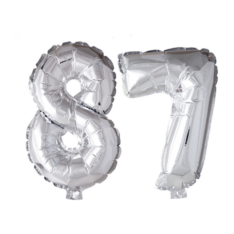 Folieballon 87 jaar zilver 86cm