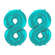 Folieballon 88 jaar metallic pastel aqua mat 86cm