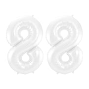 Folieballon 88 jaar metallic wit 86cm