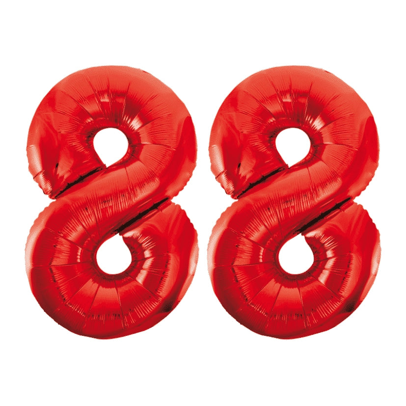 Folieballon 88 jaar rood 86cm