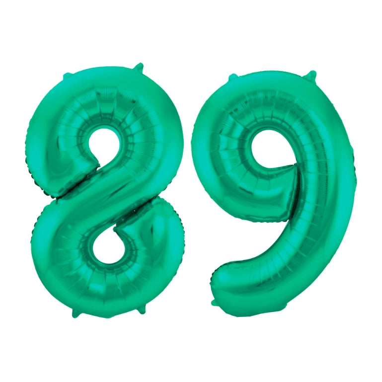 Folieballon 89 jaar metallic groen 86cm